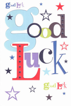 This good luck card, crafted with the eye of a designer and the heart of a Belmont well-wisher, radiates confident charm in every detail. The oversized baby-blue 'g' sets an inviting tone, brilliantly balanced by vivid reds and deep purples-a colour palette as vibrant as flowers in a nearby High Street shop window. Across the crisp white canvas, an array of scattered stars-ranging from inky navy to pastel lavender-dance in joyful celebration, echoing the starry skies often spotted from the local parks. Touching the card's smooth, quality texture, you can almost sense the weight of sincere encouragement behind each carefully chosen letterform. Its modern composition, playful yet purposeful, delivers not just words but a genuine sense of anticipation and heartfelt support. For milestones-from a new career in Belmont's business hub to a loved one's graduation-this card feels like a secret spark of luck, ready to cheer from the sidelines and make every recipient feel cherished and seen.